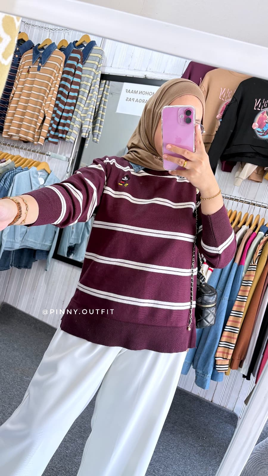 Rajut Salur Kerah Jeans Mickey