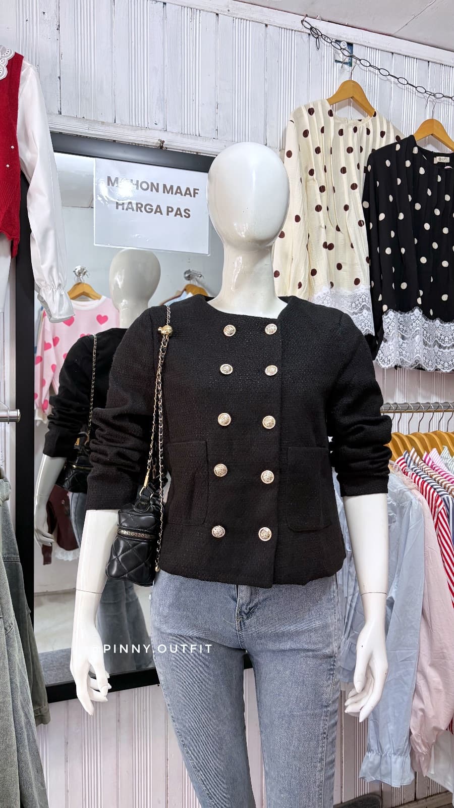Blazer Import Kancing Saku — Hitam