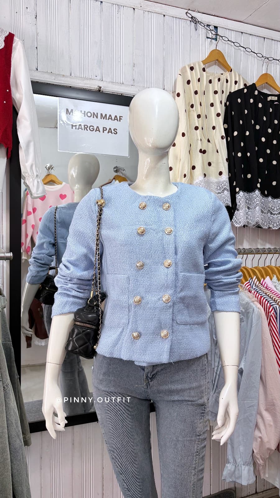 Blazer Import Kancing Saku — Biru