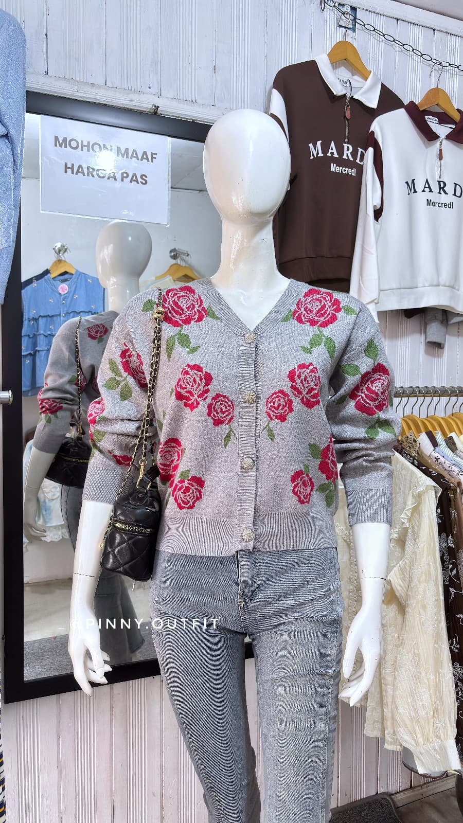 Cardi Knit Mawar — Abu