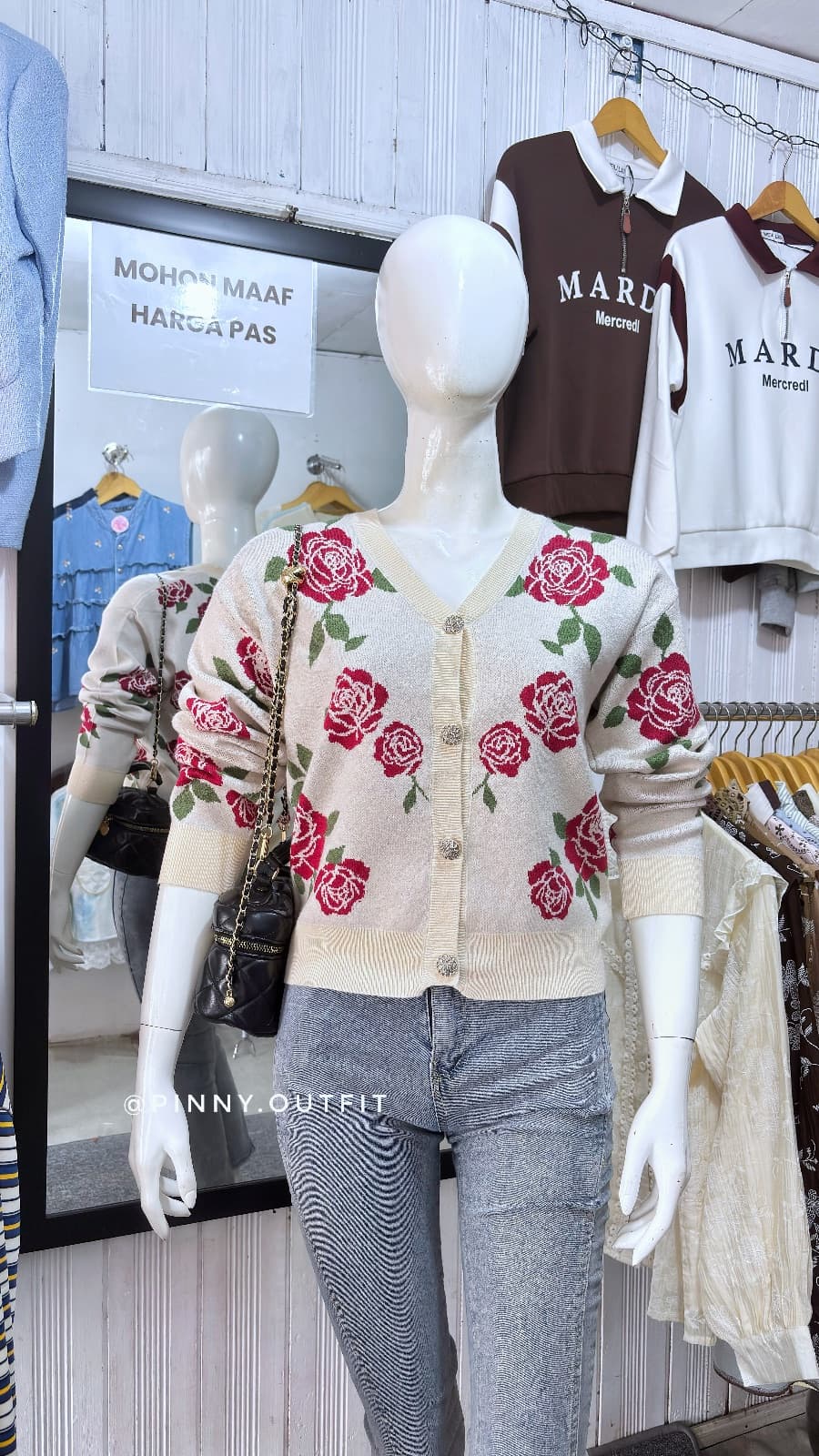 Cardi Knit Mawar — Cream