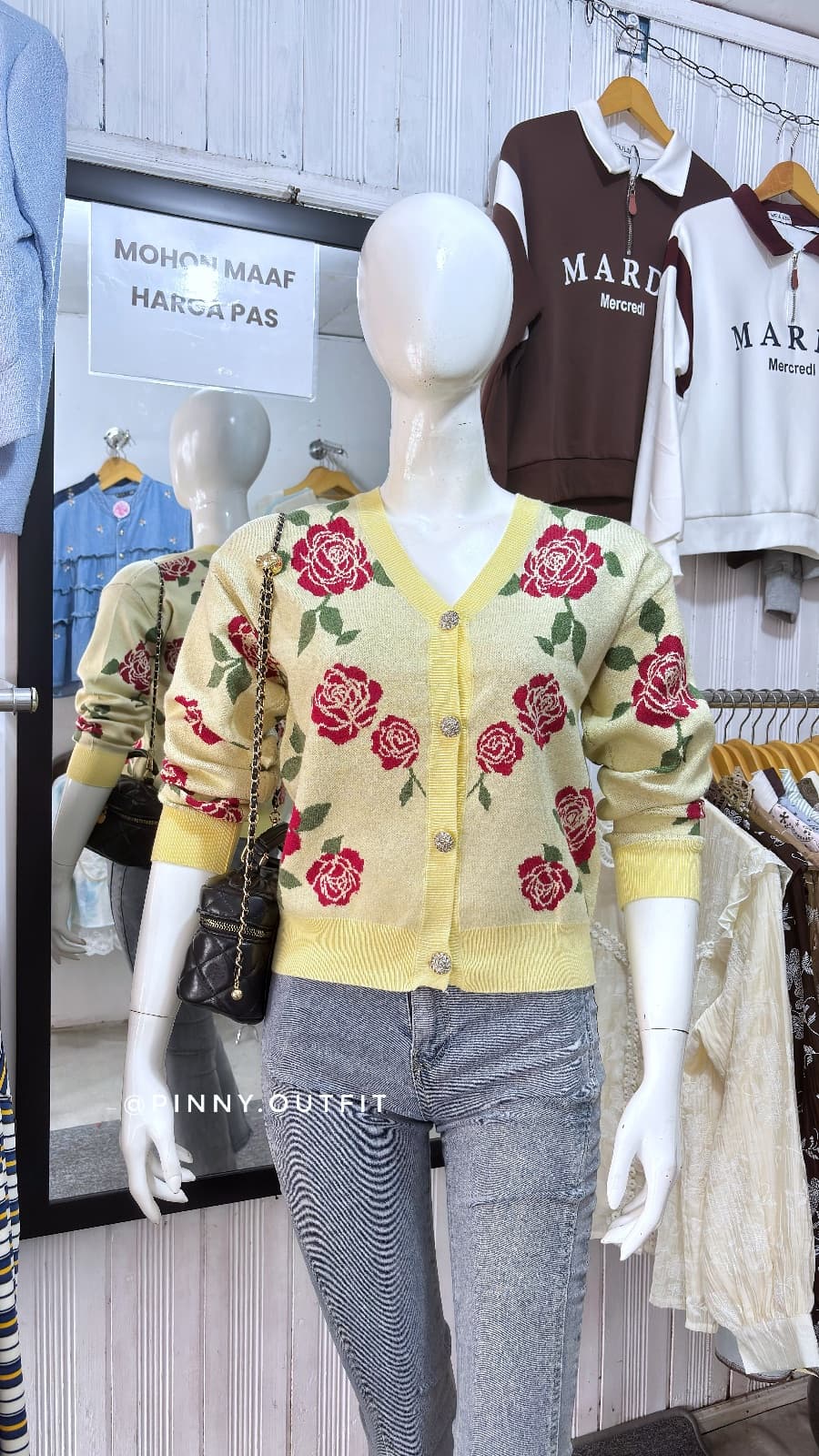 Cardi Knit Mawar — Kuning