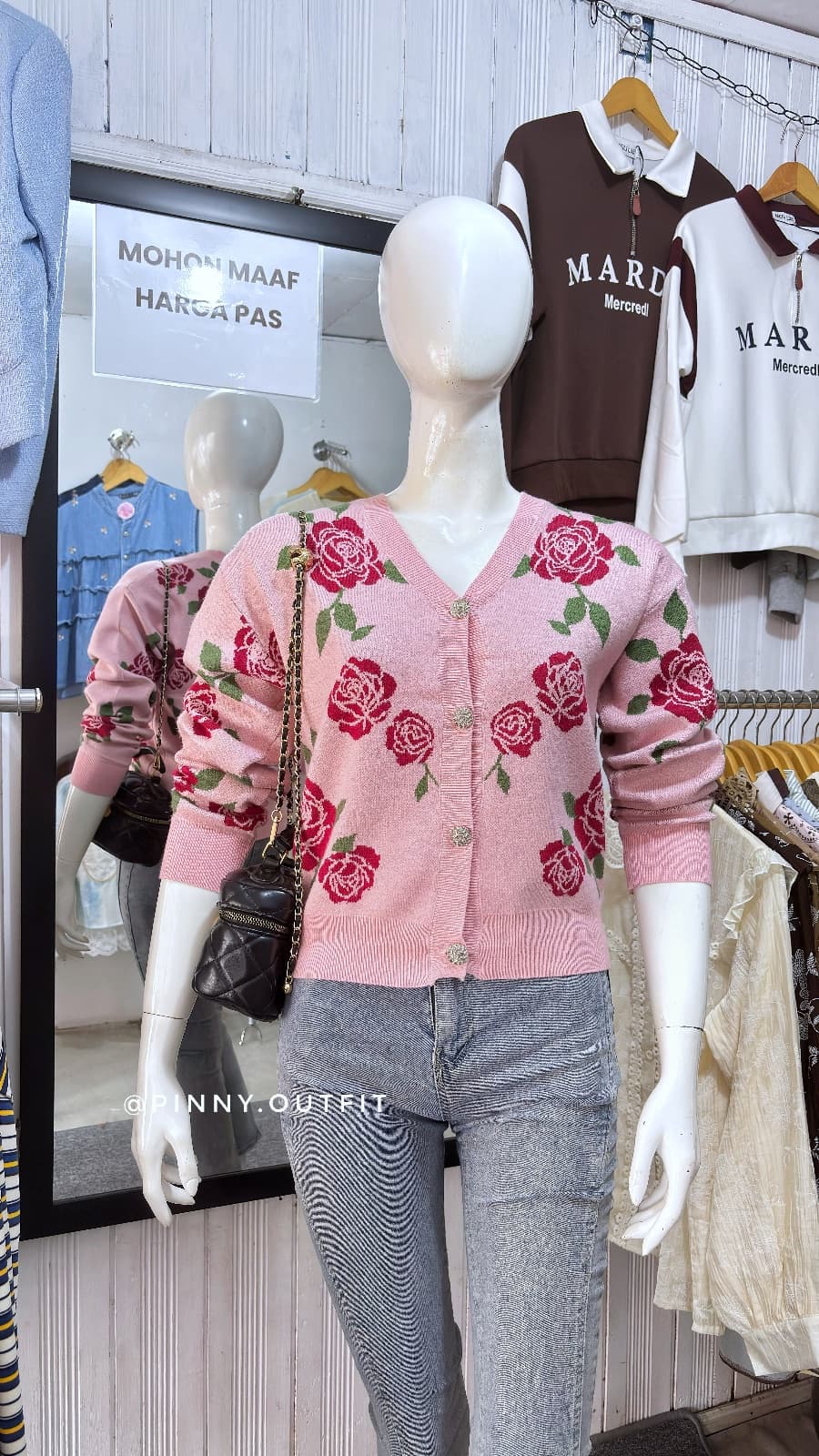 Cardi Knit Mawar — Pink